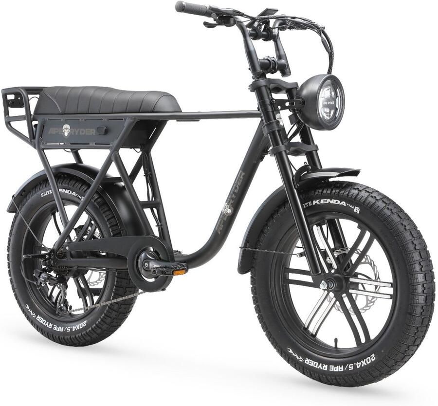 Ape Ryder A10 Pro Fatbike Zwart 20x4.5 inch Accu 36V (10Ah) 250W Achterwielmotor Shi o 7 Versnellingen Hydraulische Rem