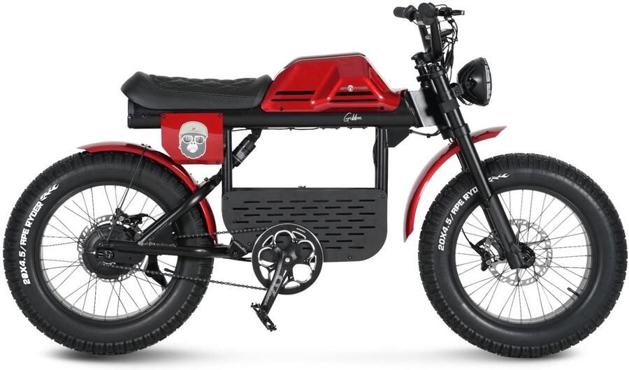 Ape Ryder Gibbon Fatbike Rood 20x4.5 inch Accu 960Wh (48V 20Ah) 250W Achterwielmotor Hydraulische Rem