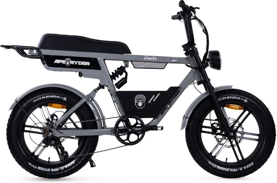 Ape Ryder Jambo Fatbike Nardo Grijs 20x4.5 inch Accu 374Wh (48V 7.8 Ah) 250W Motor Shi o 7 Versnellingen Mechanische Rem