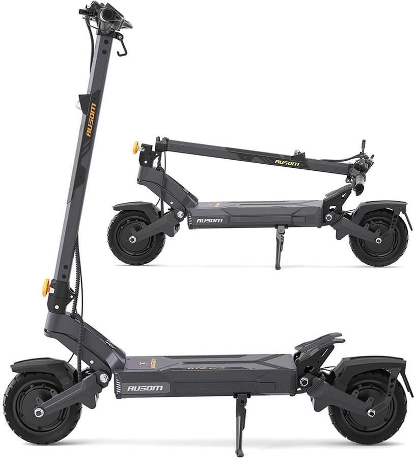 AUSOM DT2 Pro 2026 NIEUW MODEL Elektrische Scooter – Dubbele 1100W Motoren 23 4Ah Accu Bereik 115km Hydraulische Schijfrem Rocker-Arm Vering 10 Tubeless Banden Max. 297 lbs NFC & AirTag Beveiliging – Grijs