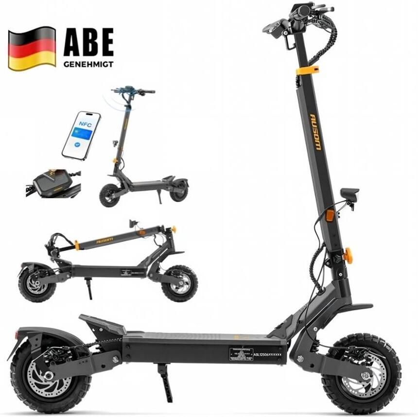 AUSOM L1 ABE 2026 NIEUW MODEL 20.8Ah elektrische step – eKFV & ABE-goedgekeurd (Duitse weg) 90 km actieradius 998.4Wh batterij 930W piek 20 km u NFC+code opvouwbaar 10 tubeless schijfrem +E-ABS – ideale stadswoon-werkstep