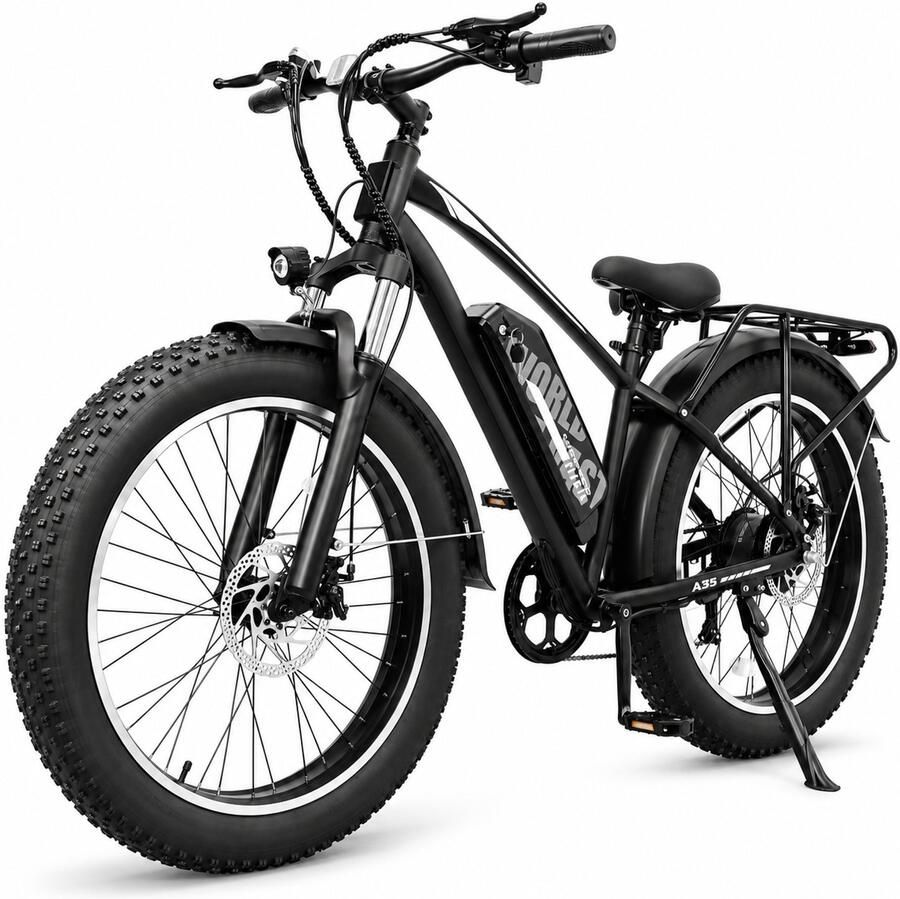 AVDL Elektrische Fiets Fatbike 26 x 4.0 Inch 48V 15.6Ah 250W 50-75 km Actieradius Schijfrem LCD Display Zwart