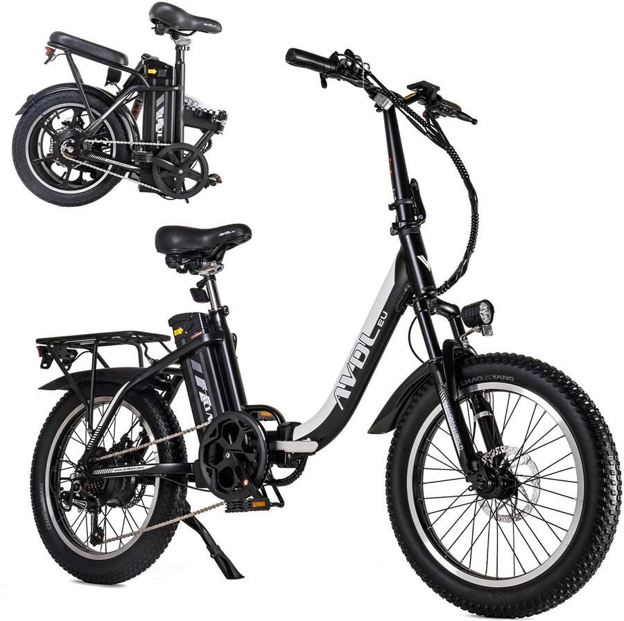 AVDL Elektrische Fiets Opvouwbare Fatbike 20 x 3.0 Inch 36V 12.8Ah 250W Shi o 7 Versnellingen Schijfrem Zwart