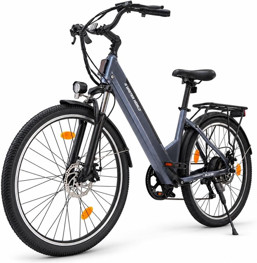 AVDL Elektrische Fiets Stadsfiets 7 Versnellingen 26 Inch 36V 12.8Ah 250W Schijfrem 40-60 km Actieradius LCD Display Zwart