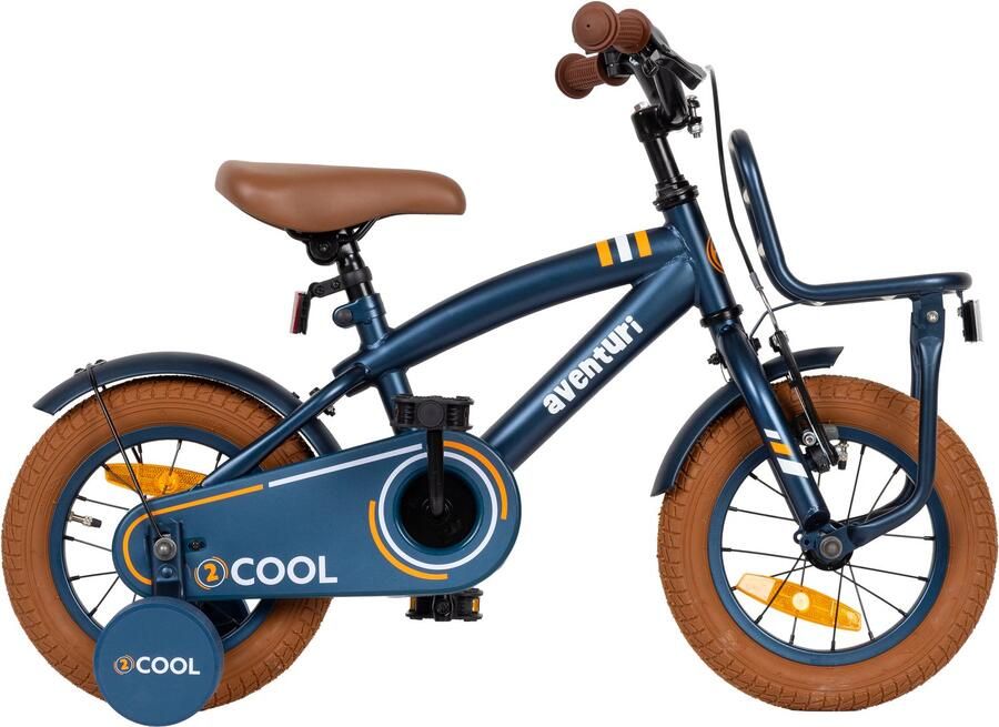 Aventuri 2Cool 3.0 Jongensfiets 12 Inch Kinderfiets voor 2 tot 4 Jaar 90-105 cm Met Zijwieltjes Blauw