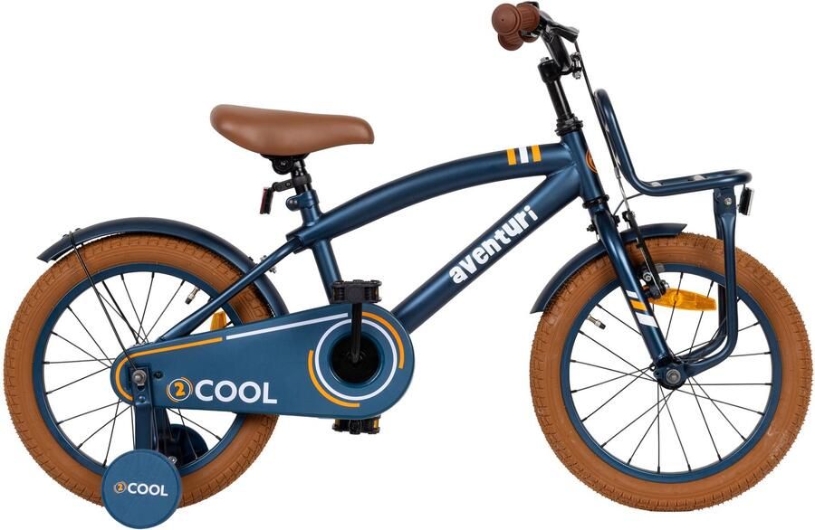 Aventuri 2Cool 3.0 Jongensfiets 16 Inch Kinderfiets voor 4 tot 6 Jaar 100-115 cm Met Zijwieltjes Blauw