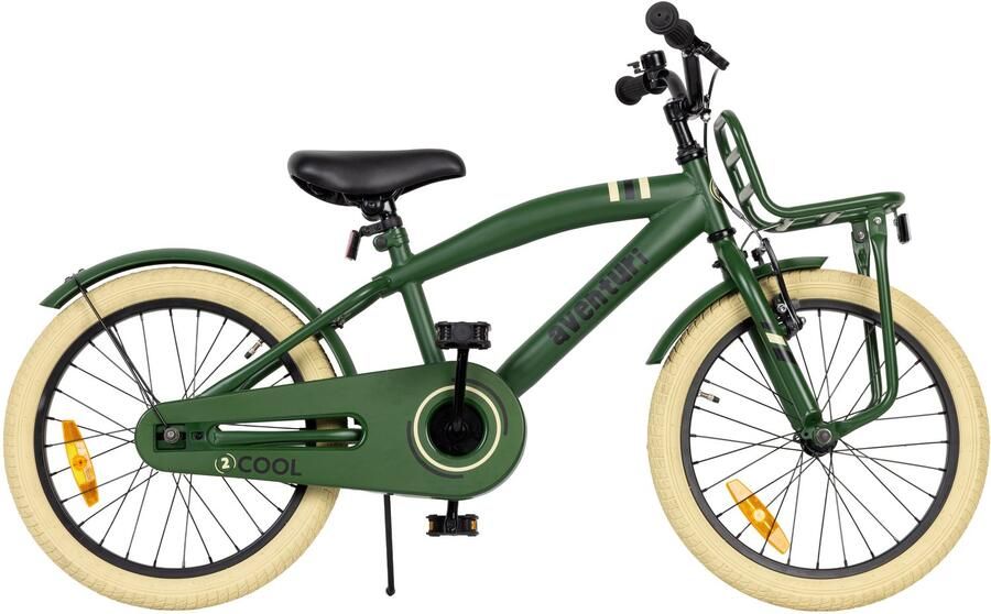 Aventuri 2Cool 3.0 Jongensfiets 18 Inch Kinderfiets voor 5 tot 7 Jaar 110-125 cm Met Standaard Groen