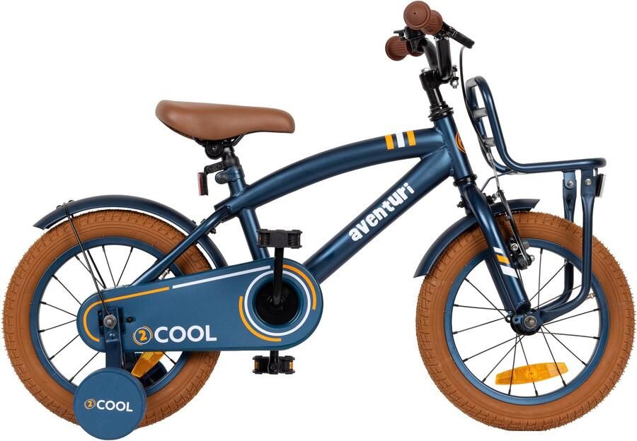 Aventuri AMIGO 2Cool 3.0 Jongensfiets 14 Inch Kinderfiets voor 3 tot 5 Jaar 95-110 cm Met Zijwieltjes Blauw