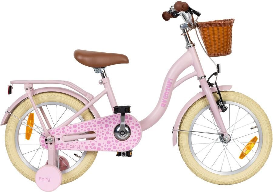 Aventuri AMIGO Fairy 3.0 Meisjesfiets 16 Inch Kinderfiets voor 4 tot 6 Jaar 100-115 cm Met Zijwieltjes Roze