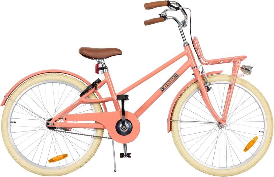 Aventuri AMIGO Urban Aluminium Meisjesfiets 24 Inch Kinderfiets voor 8 tot 12 jaar Met standaard Zalmroze