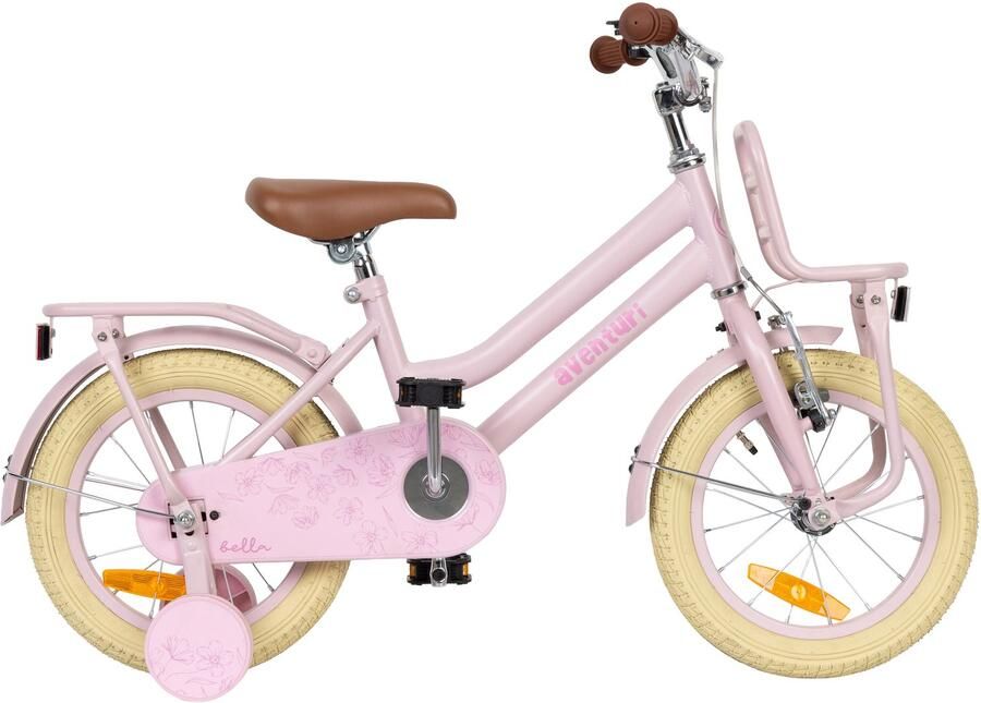 Aventuri Bella 3.0 Meisjesfiets 14 Inch Kinderfiets voor 3 tot 5 Jaar 95-110 cm Met Zijwieltjes Roze