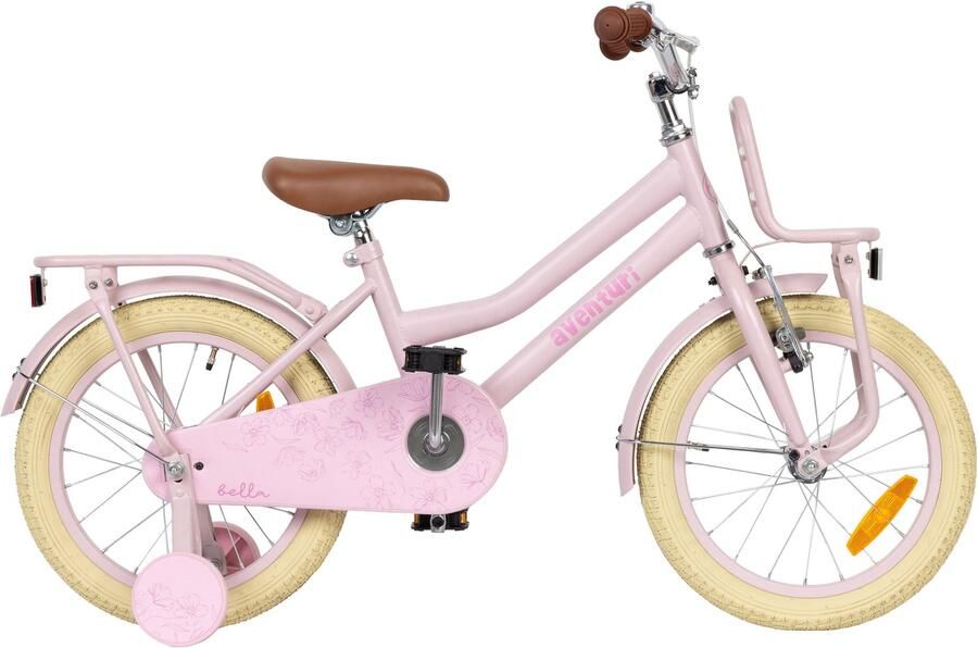 Aventuri Bella 3.0 Meisjesfiets 16 Inch Kinderfiets voor 4 tot 6 Jaar 100-115 cm Met Zijwieltjes Roze