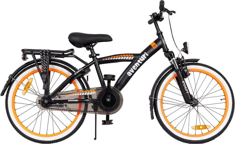 Aventuri Roady 3.0 Jongensfiets 20 Inch Kinderfiets voor 6 tot 8 Jaar 1 Versnelling Zwart oranje