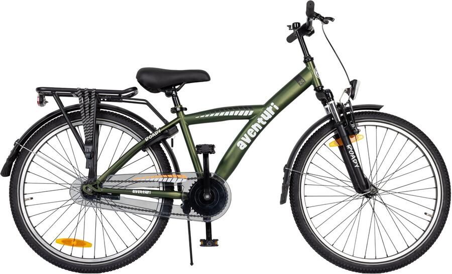 Aventuri Roady 3.0 Jongensfiets 24 Inch Kinderfiets voor 8 tot 12 Jaar 1 Versnelling Donkergroen