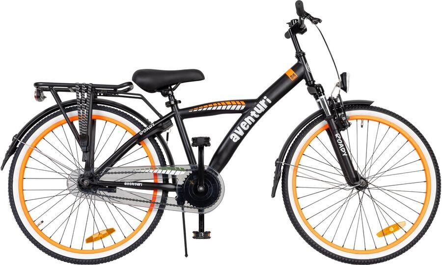 Aventuri Roady 3.0 Jongensfiets 24 Inch Kinderfiets voor 8 tot 12 Jaar 3 Versnellingen Zwart oranje