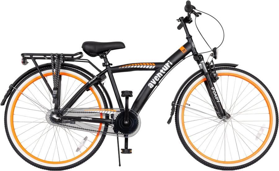 Aventuri Roady 3.0 Jongensfiets 26 Inch Kinderfiets voor 10 tot 14 Jaar 3 Versnellingen Zwart oranje - Foto 1