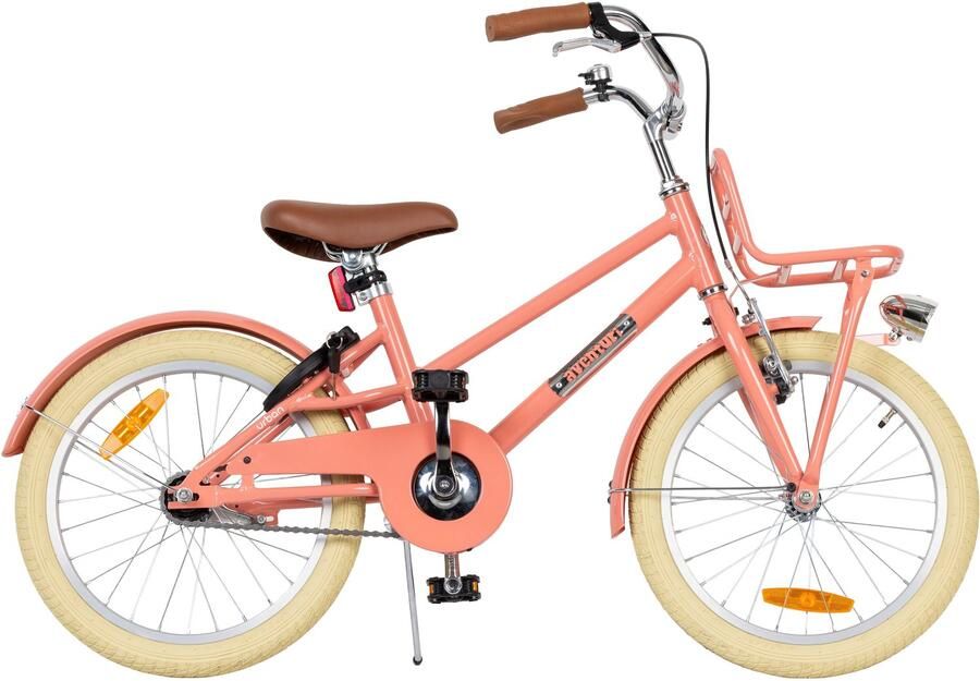 Aventuri Urban Aluminium Meisjesfiets 18 Inch Kinderfiets voor 5 tot 7 jaar Met standaard Zalmroze