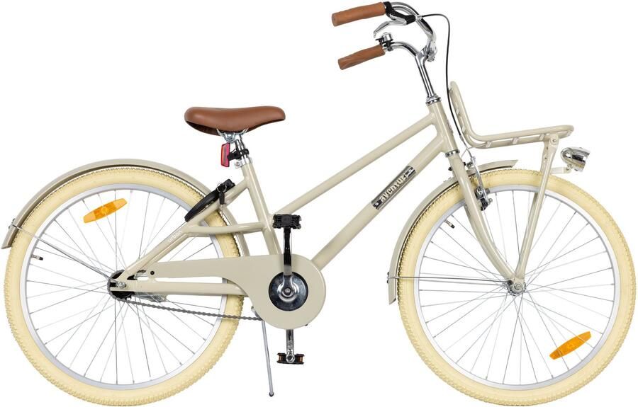 Aventuri Urban Aluminium Unisex kinderfiets 24 Inch Kinderfiets voor 8 tot 12 jaar Met standaard Bruin