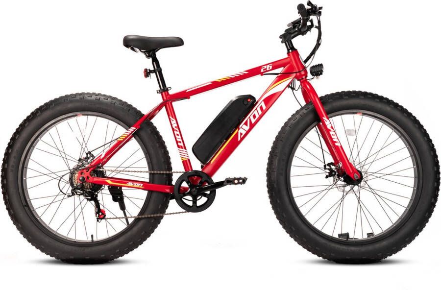 Avon X6 250w E-bike Fatbike 250w Motor 26 Inch Rood Gratis Rijklaar Bezorgd