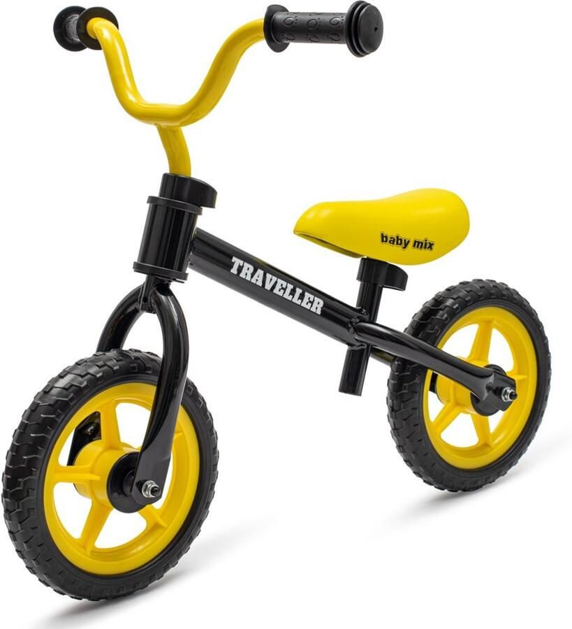 Baby Mix Traveller loopfiets 12 inch zwart Kinderloopfiets