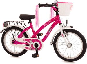 Bachtenkirch Dream Cat kinderfiets 16 inch purper wit met mand en franjes
