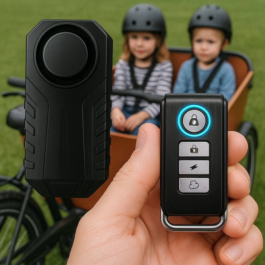 BakFietsAlarm Bakfiets Alarm Slot Beveilig jouw Kostbare Bakfiets 120DB Super Hard Geluid Draadloos in Gebruik