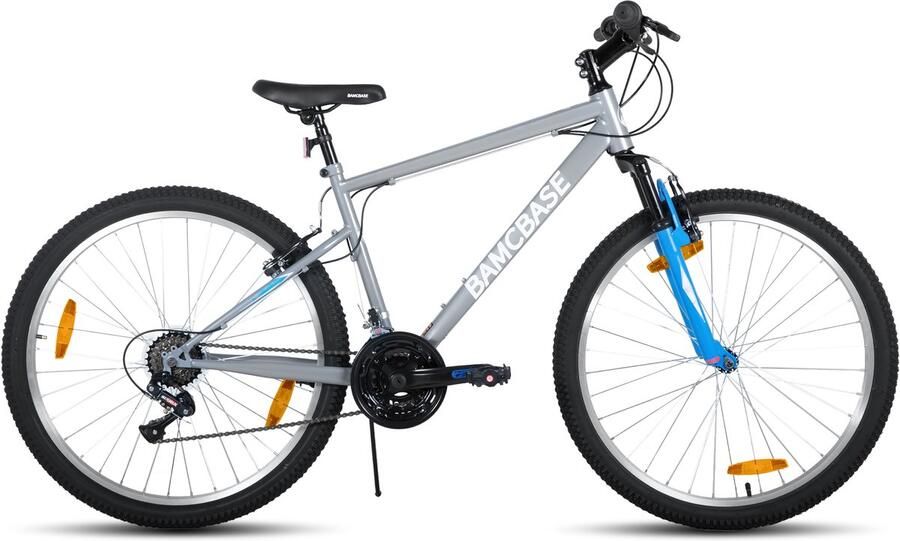 BAMCBASE Agave Voorvering Mountainbike 27.5 inch Carbonstalen Frame 18 Versnellingen Handrem V-Brake Spatborden Grijs Geschikt voor buitenactiviteiten in de lente