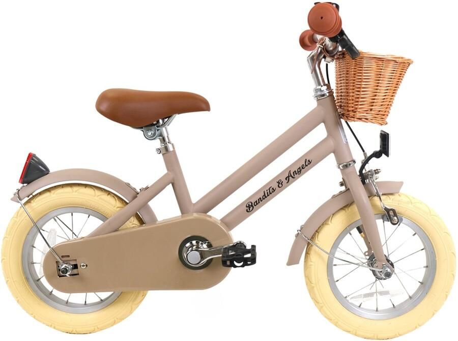 Bandits & Angels Kinderfiets 12 inch Retro Rider sand vanaf 3 jaar Metalen Kinder Fiets voor en Inclusief Stuur d Verstelbaar zadel en stuur 12 inch Luchtbanden