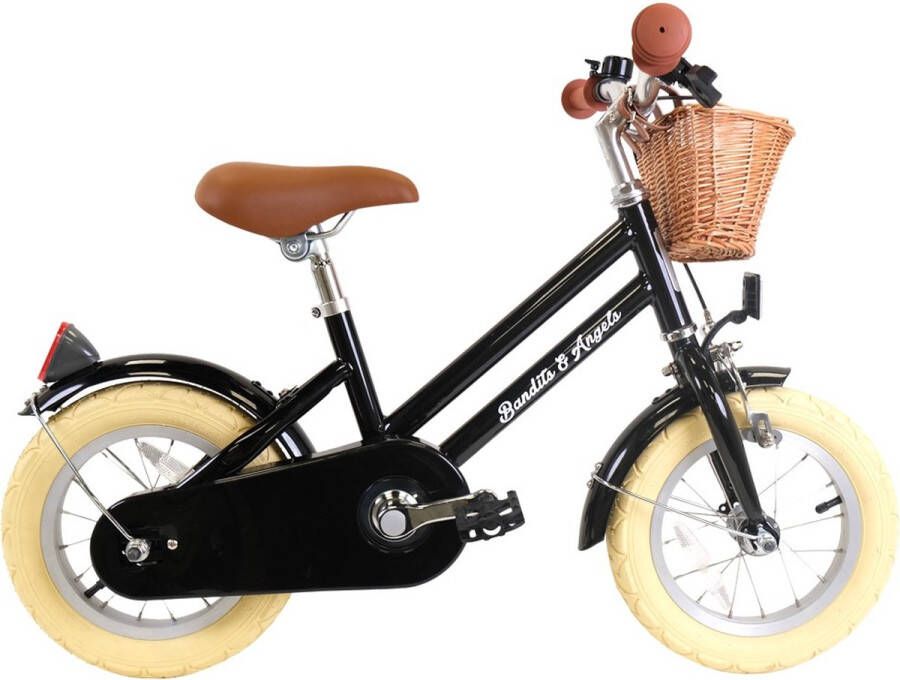 Bandits & Angels kinderfiets Retro Rider 12 inch zwart 3 jaar jongens en meisjes metaal