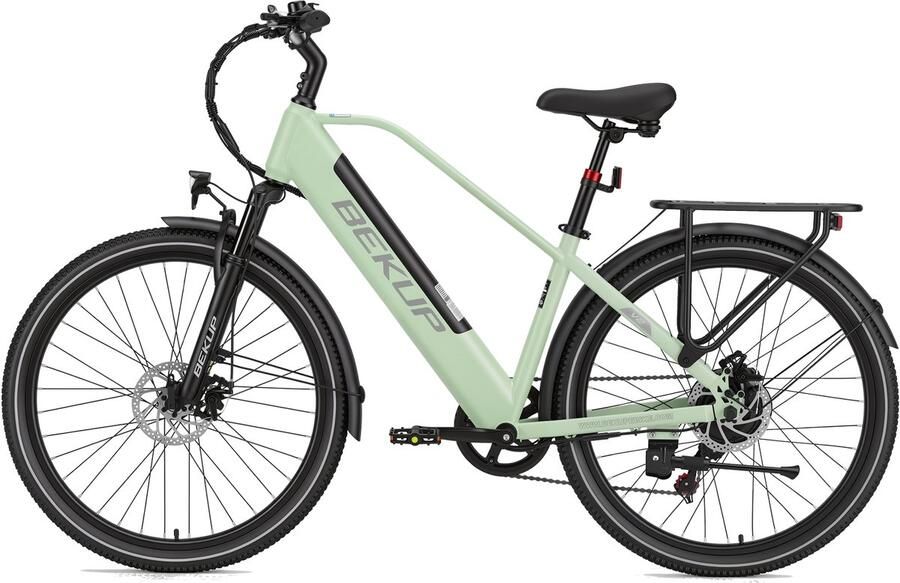 Bekup 26 inch dames elektrische fiets V1- 36V 14 5Ah accu 250W achtermotor-75km ondersteuningsbereik- Shimano 7‑versnellingen schijfremmen LCD‑display maximale belasting 125kg voor woon‑ en stadsverkeer - Foto 2