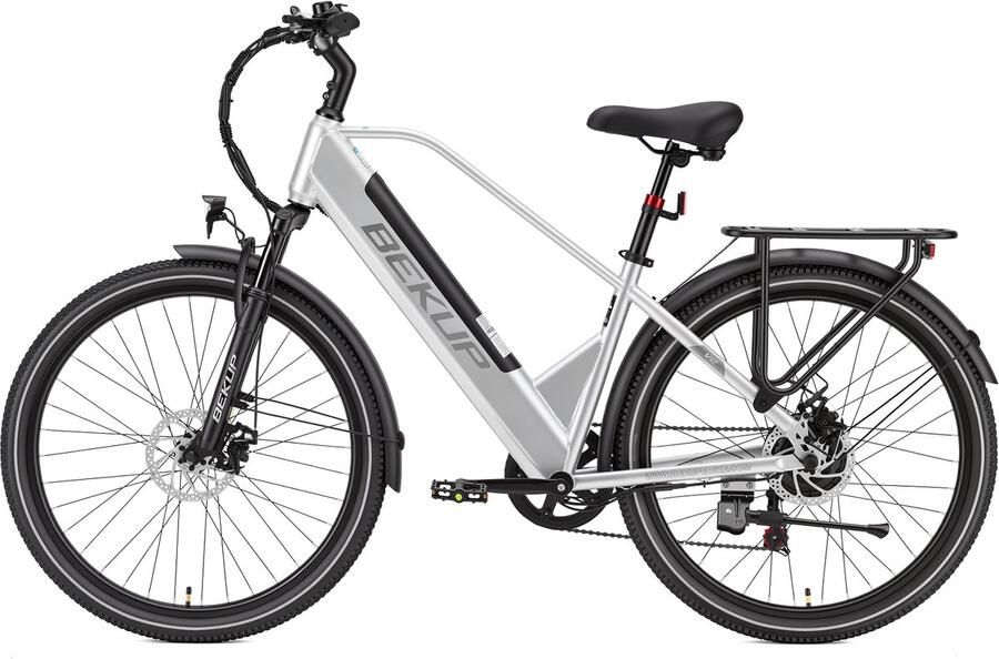 Bekup 26 Inch Heren Elektrische Fiets V2 Hoog‑koolstofstaal Frame 250W Achtermotor 45Nm 36V 14 5Ah Accu Shimano 7‑versnellingen Schijfremmen LCD‑display Trapondersteuning tot 75km