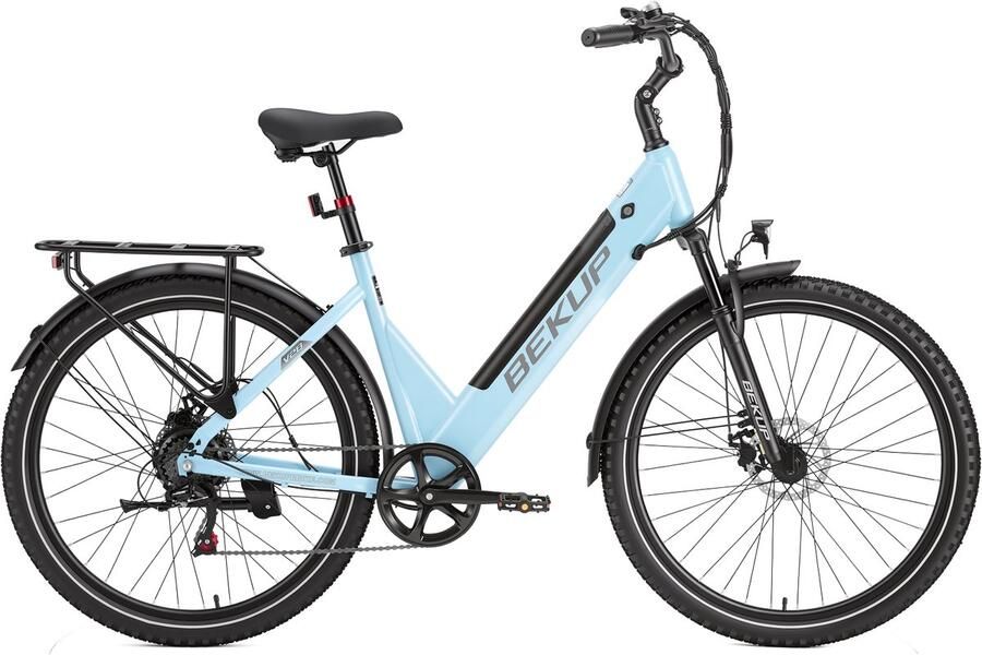 Bekup 28 Robuuste Elektrische Fiets – 36V 14.5Ah 250W 75km Shi o 7-Gletsjerblauw