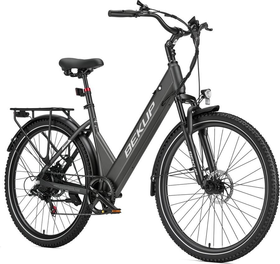 Bekup Elektrische Stadsfiets 28 inch -Comfort Lage Instap-75 km Actieradius-250W Motor-Shi o 7 Versnellingen-Verende Voorvork-Verende Zadelpen-LCD Display rvork-Verende Zadelpen-LCD Display