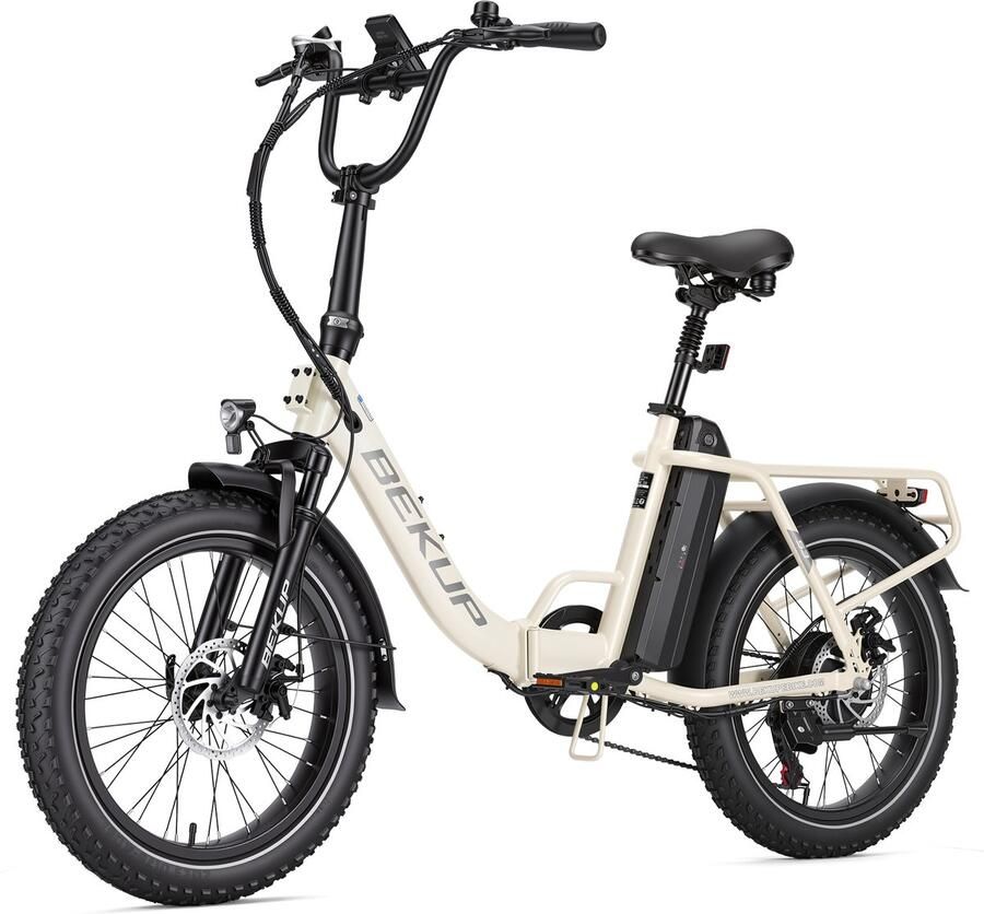 Bekup Elektrische Vouwfiets 20 Inch E-bike voor Volwassenen 720Wh Accu Tot 75 km Bereik 250W Achterwielmotor Shi o 7 Versnellingen Lage Instap Beige - Foto 2