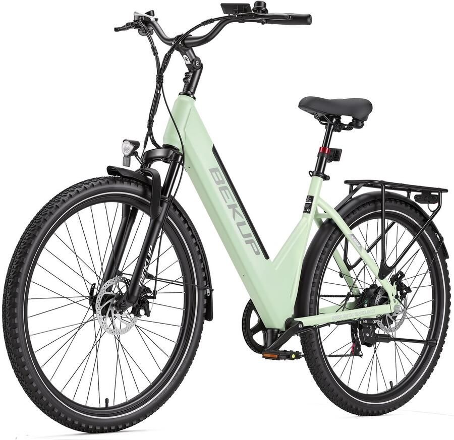 Bekup V28 Elektrische Fiets 28 Banden 250W 36V 14.5Ah (522Wh) Accu Actieradius Tot 75 Km Shi o 7 Versnellingen Mechanische Schijfrem Groen