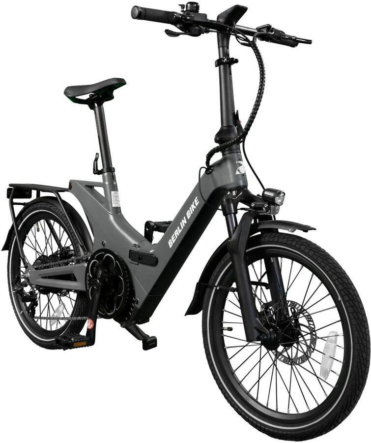 Berlin Bike 2GO Elektrische Fiets – 50 km Actieradius – 36V 10 5Ah Verwijderbare Batterij – 40 Nm Koppel – Compacte Full Suspension – Shi o 7 Versnellingen – Hydraulische Schijfrem – Mat Grijs