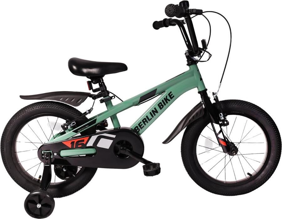 Berlin Bike Cross 16 inch Groen Kinderfiets met zijwieltjes voor 4- 5- en 6-jarige kinderen Fiets 16 inch