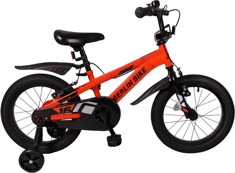 Berlin Bike Cross 16 inch Rood Kinderfiets met zijwieltjes voor 4- 5- en 6-jarige kinderen Fiets 16 inch