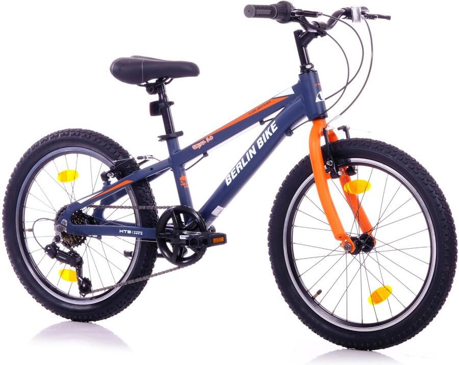 Berlin Bike Grizz 20 inch kinderfiets – 7 versnellingen – kinderfiets voor 6 tot 8 jaar – 20 inch fiets voor en – oranje