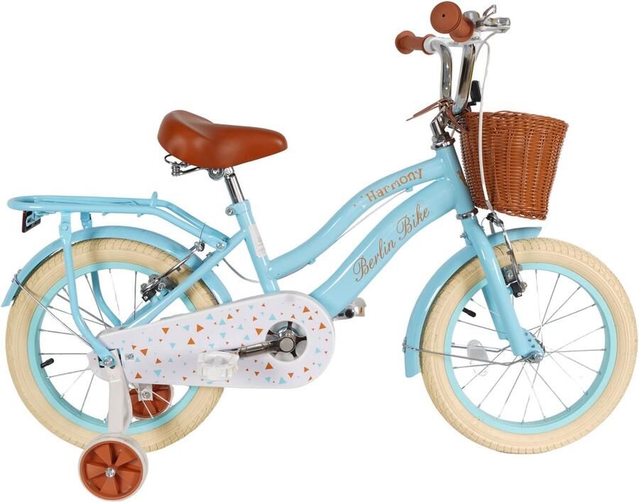 Berlin Bike Harmony Meisjesfiets 16 inch Blauw Prinses Kinderfiets met zijwieltjes 4 5 & 6 jaar Fiets 16 inch