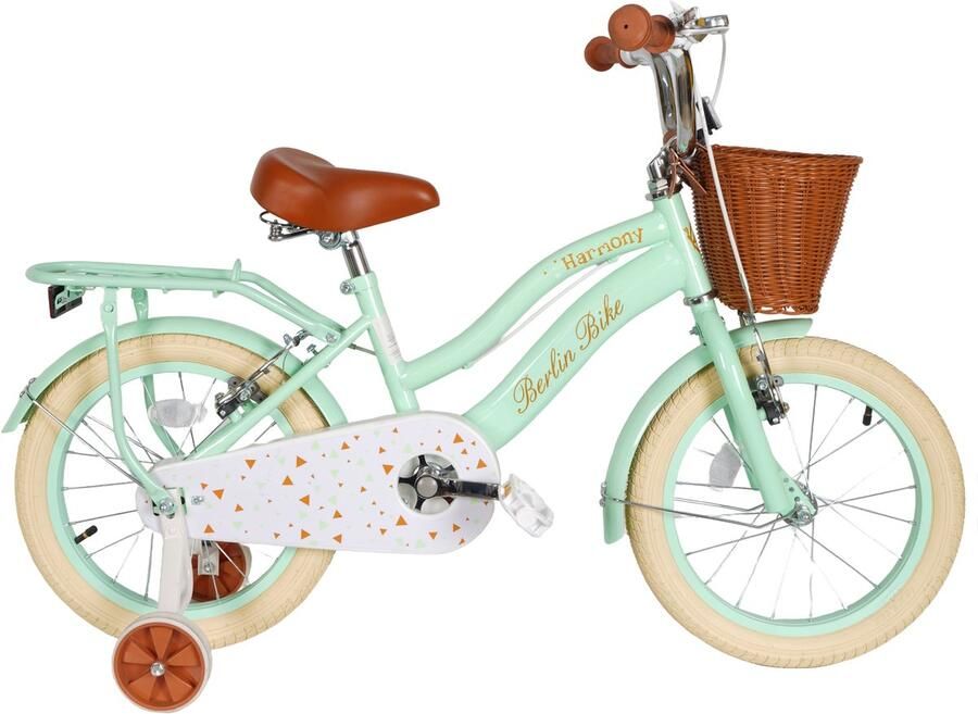 Berlin Bike Harmony Meisjesfiets 16 inch Groen Prinses Kinderfiets met zijwieltjes 4 5 & 6 jaar Fiets 16 inch
