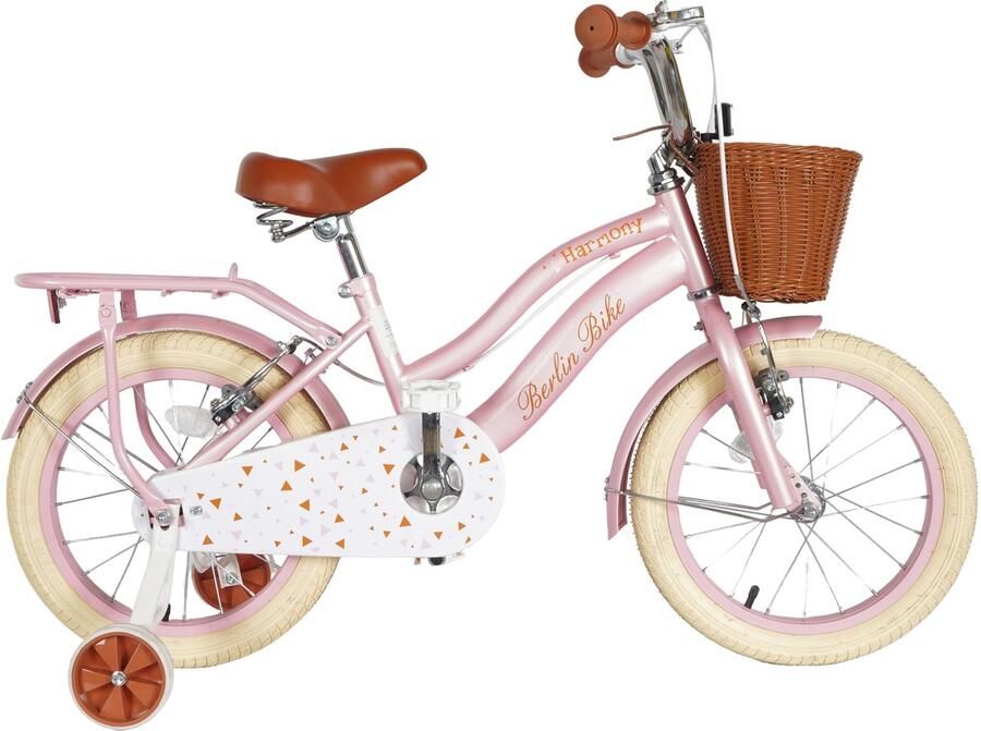 Berlin Bike Harmony Meisjesfiets 16 inch Roze Prinses Kinderfiets met zijwieltjes 4 5 & 6 jaar Fiets 16 inch