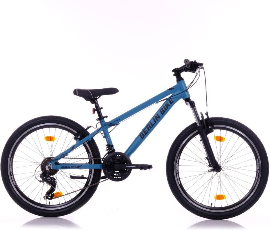 Berlin Bike Jongensfiets 24 inch Mountainbike Kind 8-12 Jaar 21 Versnellingen -Aluminium Spatborden – Blauw