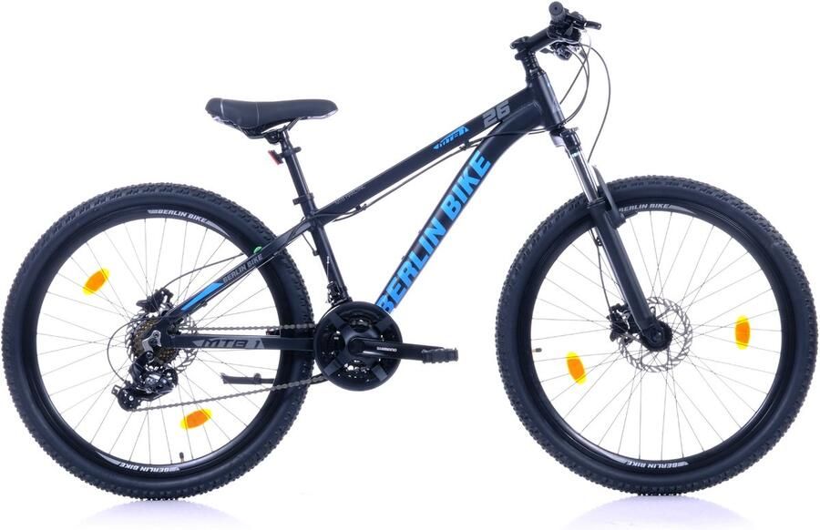 Berlin Bike MTB Mountainbike 26 inch 21 versnellingen Shi o Framemaat: 33 cm Zwart Blauw