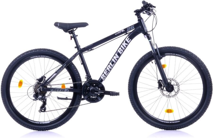 Berlin Bike MTB Mountainbike 26 inch 21 versnellingen Shi o Framemaat: 38 cm Zwart Zilver