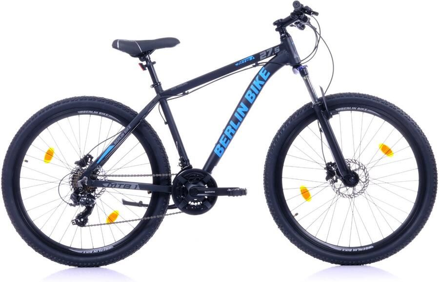 Berlin Bike MTB Mountainbike 27 5 inch 21 versnellingen Shi o Framemaat: 46 cm Zwart Blauw