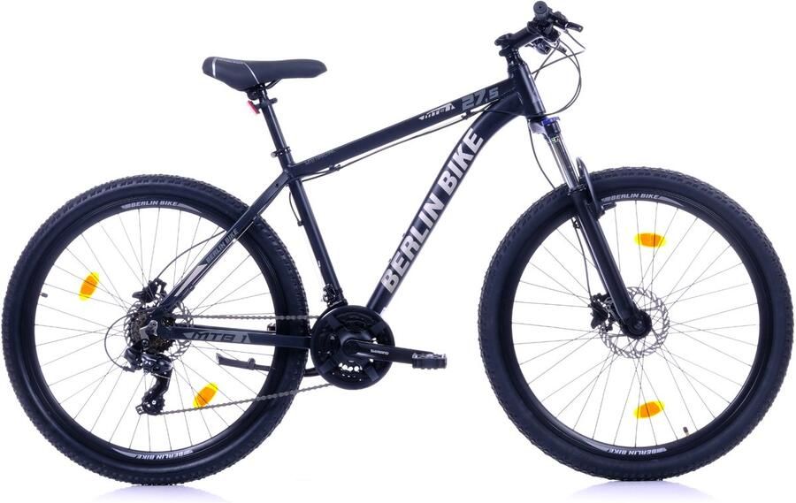 Berlin Bike MTB Mountainbike 27 5 inch 21 versnellingen Shi o Framemaat: 51 cm Zwart Zilver
