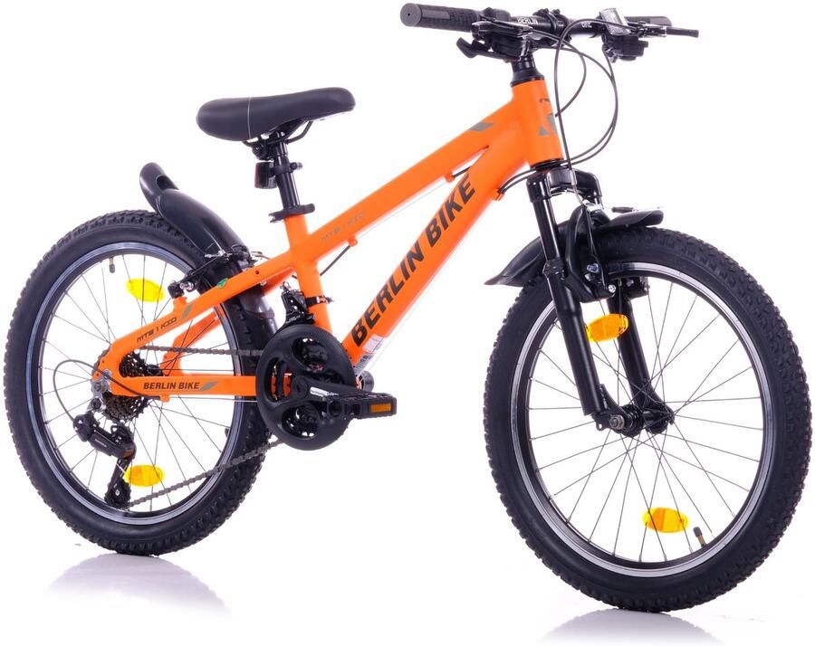Berlin Bike MTB1 Kids kinderfiets 20 inch – 21 versnellingen – kinderfiets voor 6 7 en 8 jaar – 20 inch fiets voor en – oranje