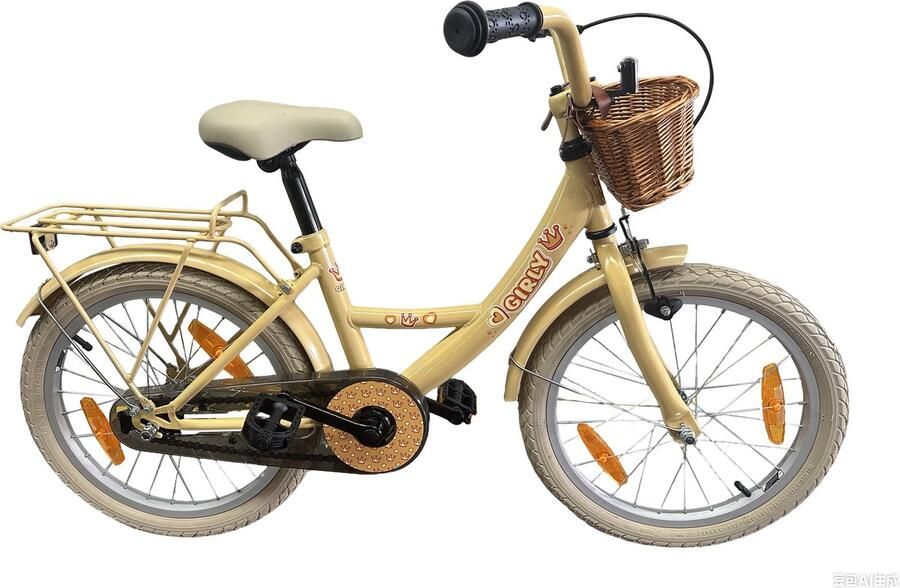 BIKEFUN KIDS Kinderfiets Bikefun Girly 18 inch met mandje en remnaaf Goud