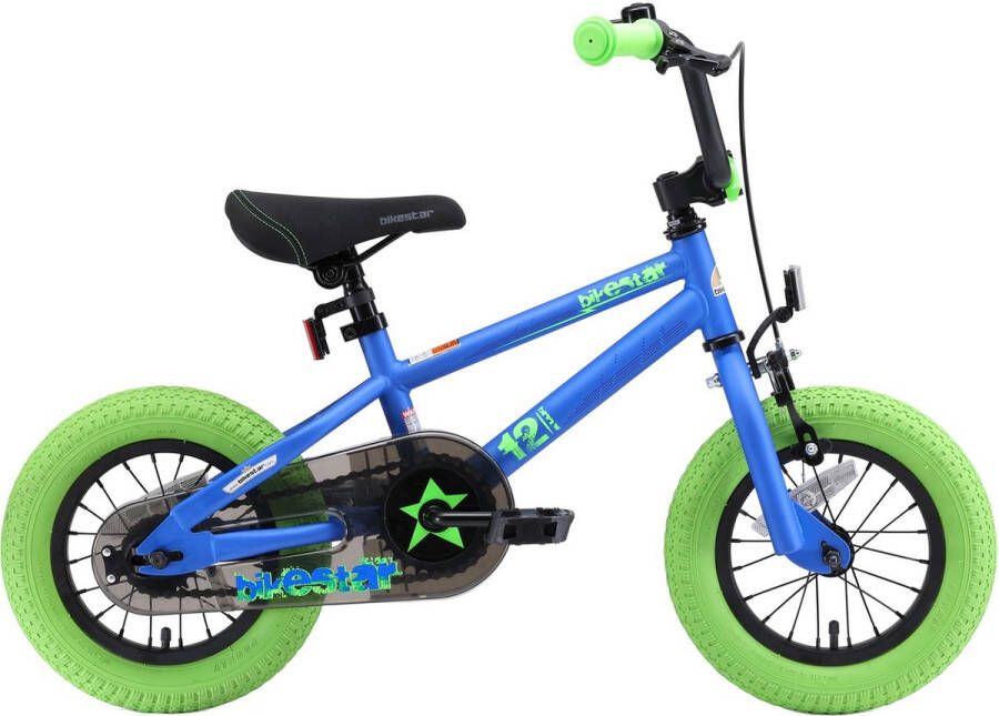 Bikestar 12 inch BMX kinderfiets blauw groen